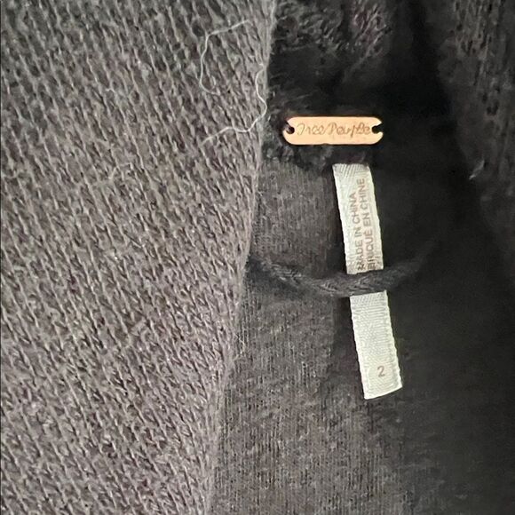 NWOT Free People Front Draped Coated Denim Moto Jacket Black size 2 - Picture 4 of 14